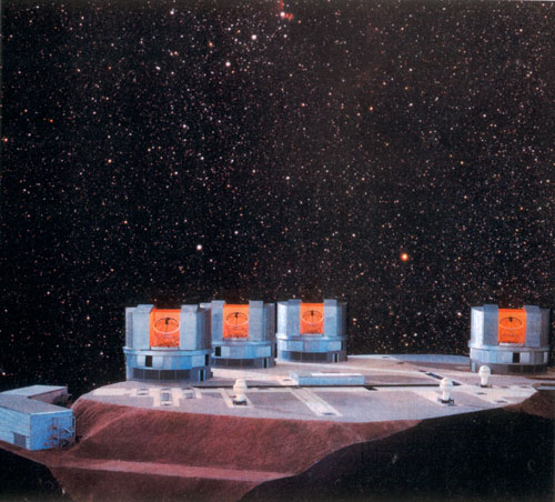 Блок из четырёх 8-метровых телескопов Европейской южной обсерватории (Чили)